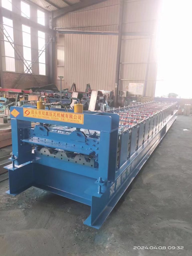 Galvanized sheet floor decking machine.